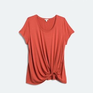 Nine Britton Orange Tie Front Short Sleeve Tee